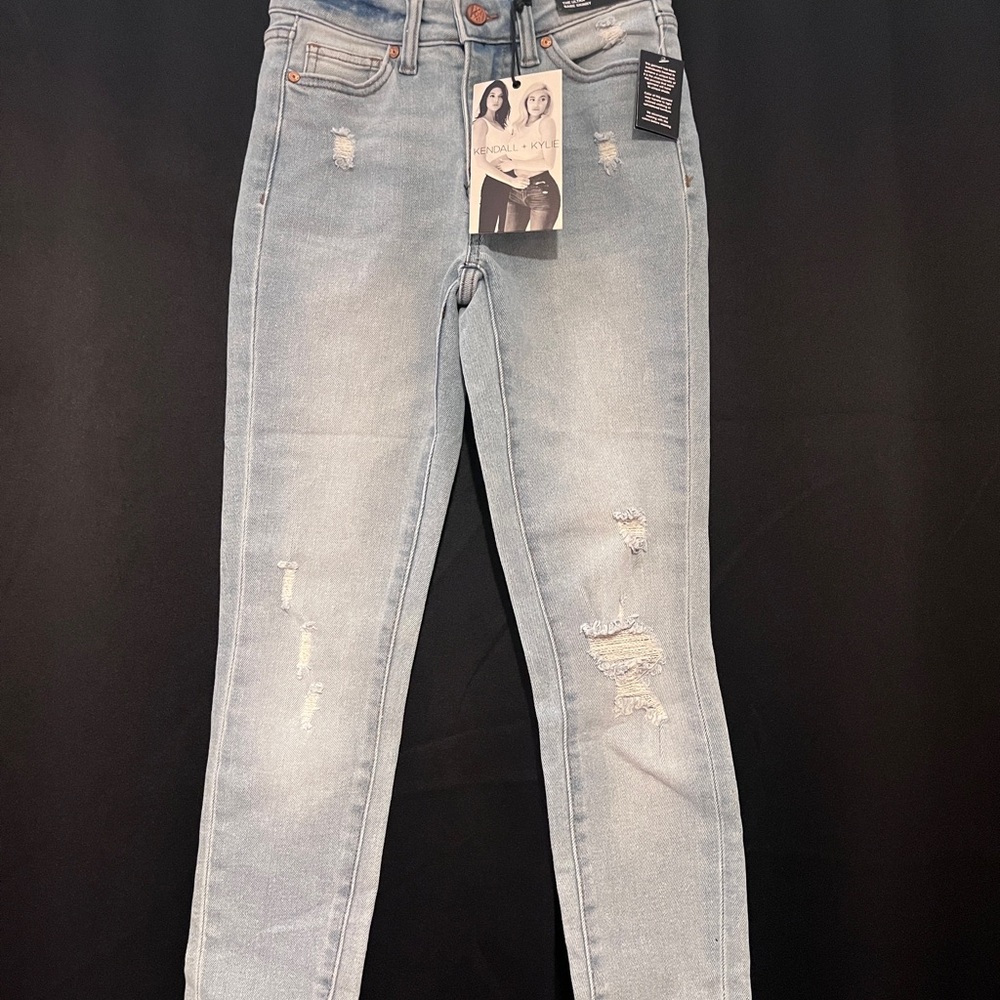 Kendall & Kylie Light Blue Distressed Skinny Jeans
